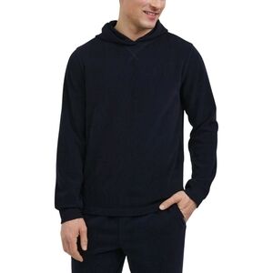 Eddie Bauer Men’s Textured-Knit Lounge Hoodie Pullover Top - M - Dark Blue